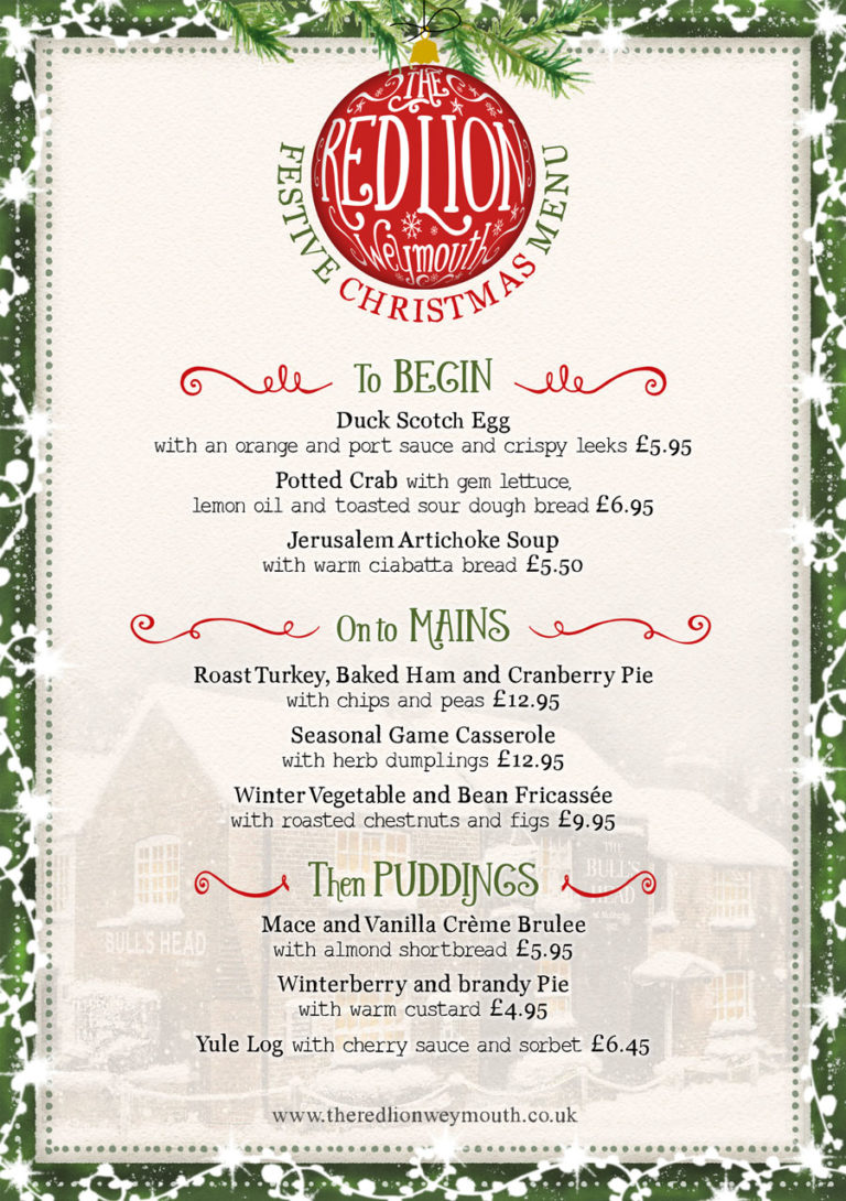 Christmas Specials The Red Lion Weymouth